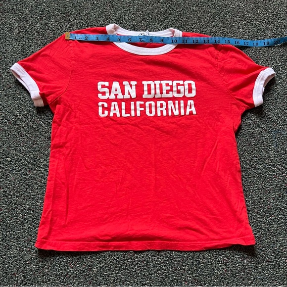 ZARA Red & White Varsity Baseball Graphic Short-Sleeve Ringer T-Shirt Shirt sz M - Picture 10 of 16